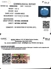 4.87/CT Natural Blue Sapphire with Govt Lab Certificate-4551